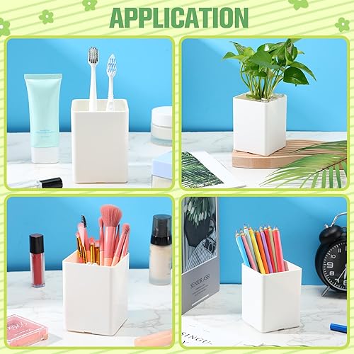 Miniatura 3 de Jutom 8 soportes acrílicos blancos para bolígrafos, para escritorio, taza de lápices, organizador de almacenamiento de brochas de maquillaje a