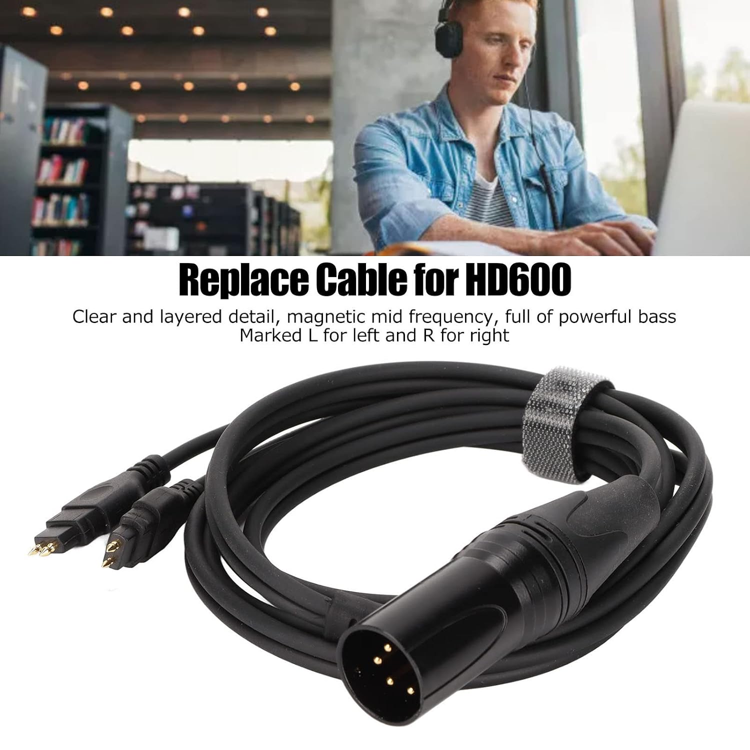 HiFi Cable with 4 pin XLR Balanced Male Compatible with HD650 HD600 HD580 HD660S HD58X HD565 HD545 HD535 HD6XX Headphone Replacement Audio Upgrade Cable