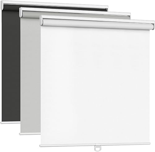 LazBlinds Persiana enrollable sin cordón, persianas opacas para ventanas, tela impermeable con aislamiento térmico, protección UV, persianas