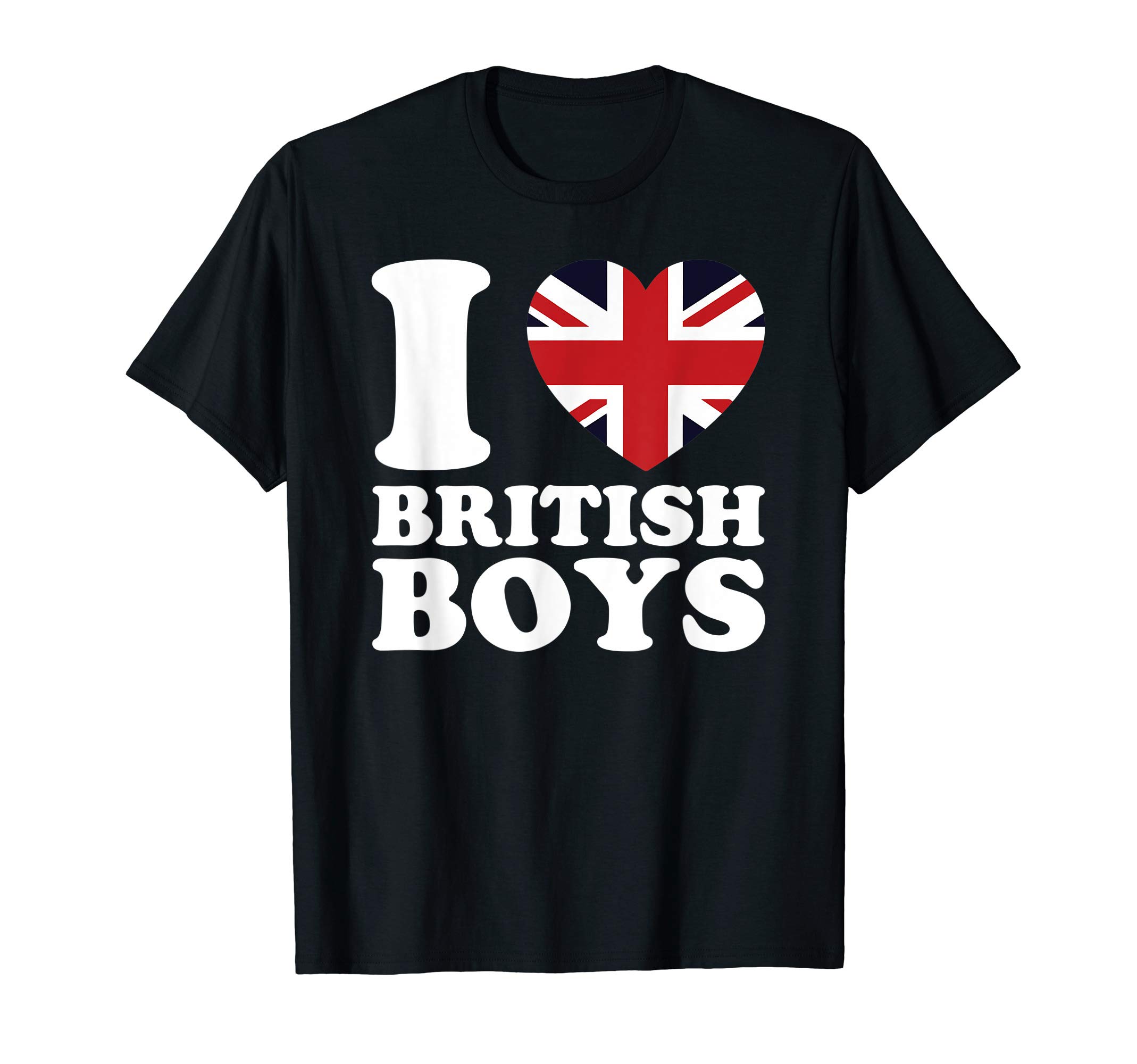 I Love British Boys UK Union Jack Heart Flag Novelty Humor T-Shirt