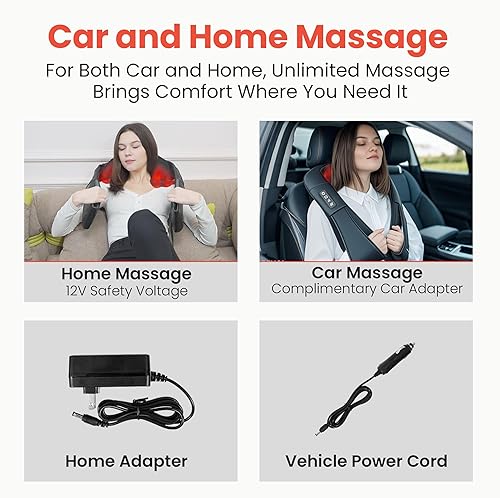 Miniatura 5 de Shiatsu Masajeador de cuello y espalda para aliviar el dolor de tejido profundo, masajeador de cuello y hombros con calor, masaje eléctrico