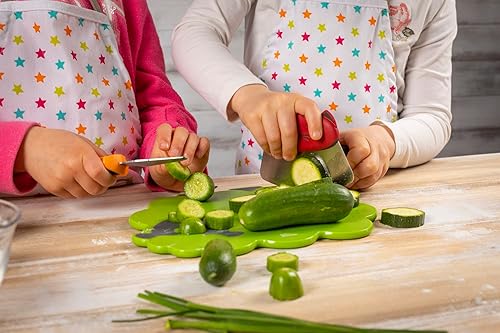 Miniatura 7 de Kuhn Rikon Kinderkitchen - Cuchillo Mezzaluna para niños con protector de cuchilla, gato, 5.2 x 3.3 x 0.7 pulgadas, rojo, herramientas de corte