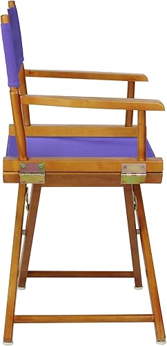 Miniatura 5 de Casual Home 200-55/021-41 - Silla directora de roble miel de 18.0 in, marco de roble y lona morada, altura clásica