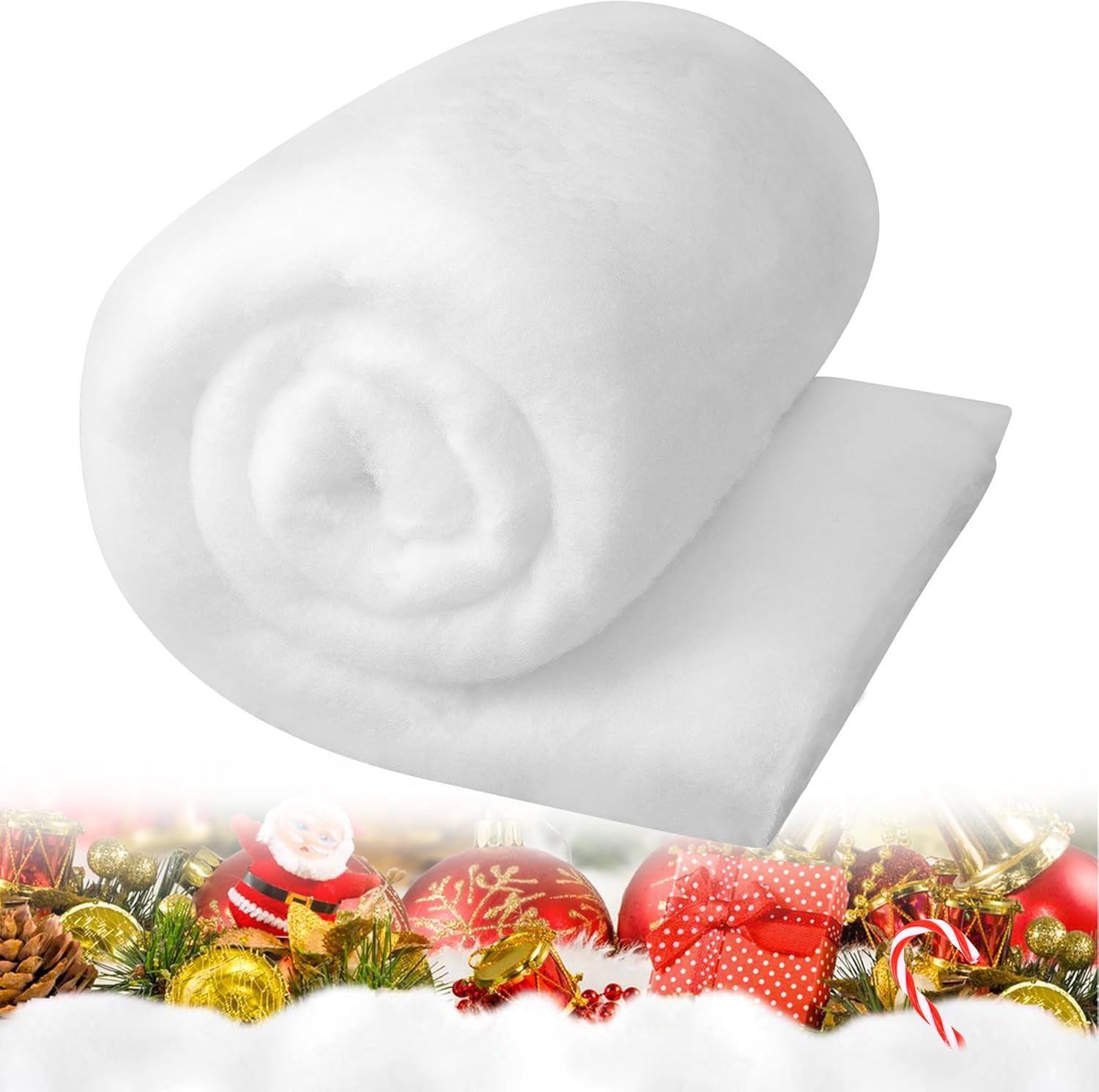 Christmas Snow Blanket Roll 5ft x 10ft Artificial White Snow Cover Soft Thick Fluffy Snow Blanket Faux Indoor Snow Party Table Runner for Winter Village Holiday Crafts Backdrop Decor