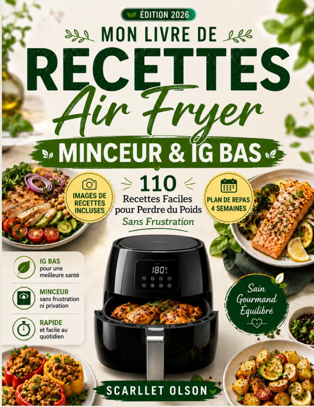 Mon Livre de Recettes Air Fryer Minceur & IG Bas: 110 Recettes Faciles pour Perdre du Poids Sans Frustration