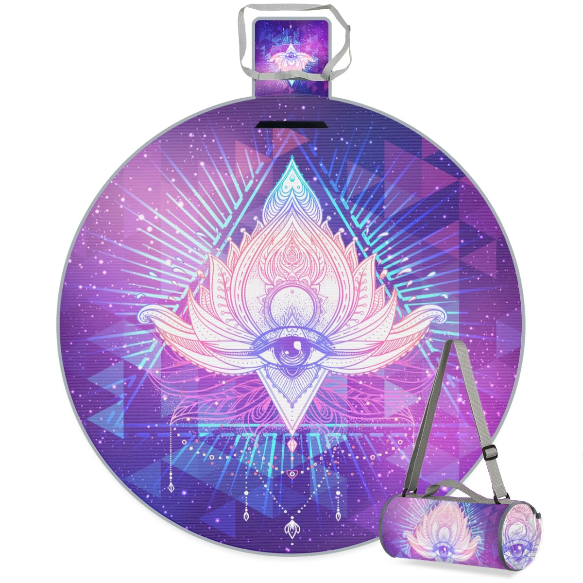 Shimoshe Galaxy Eyes Picnic Outdoor Blanket Foldable Waterproof Sandproof Beach Blanket Portable Water-Resistant Round Picnic Mat for Travel Camping Park Lawn