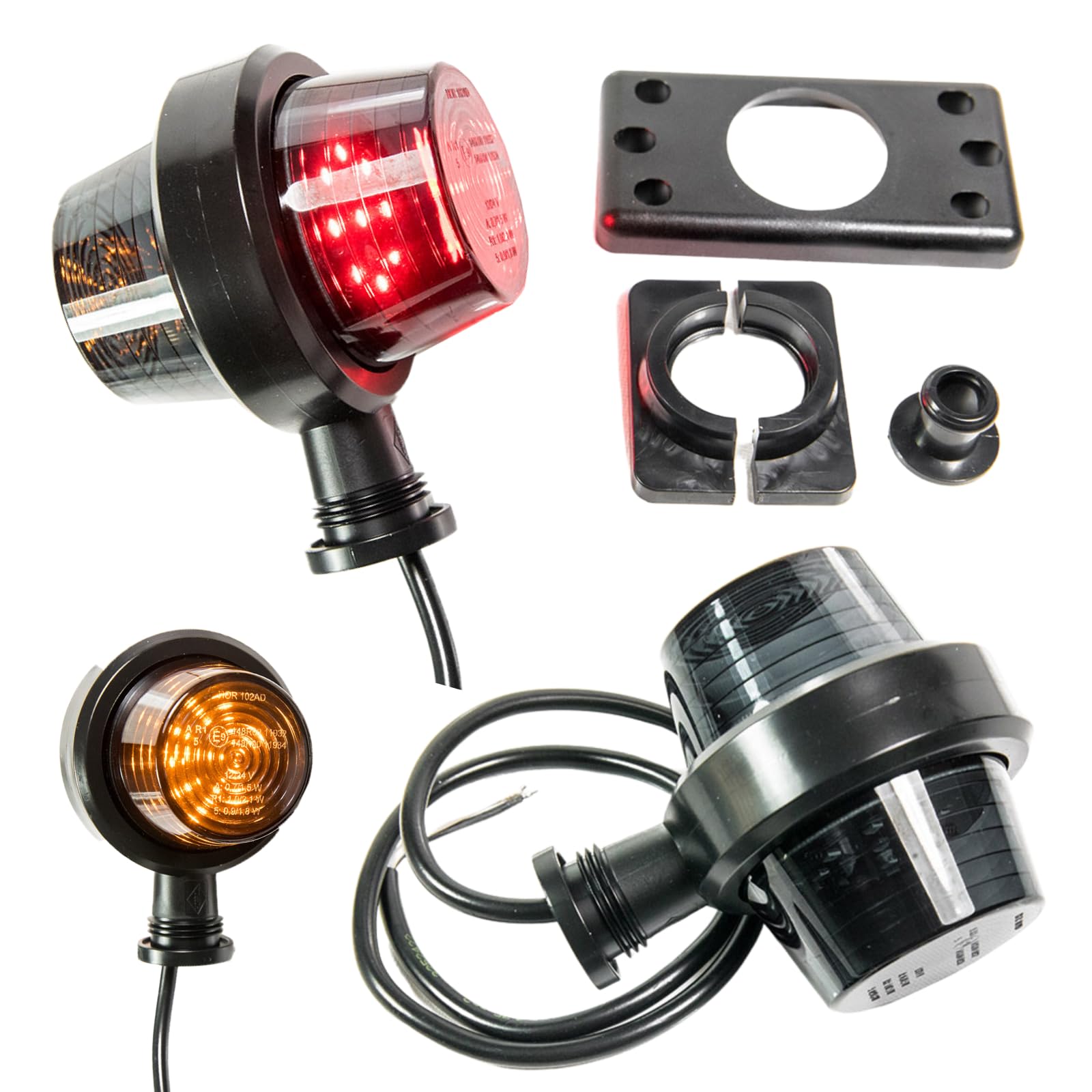Luce per sagoma Old School tuning DARK grafite sospesa, luce di posizione 12 V 24 V arancione e rosso per camion, auto, rimorchi, caravan, ecc. 1 pezzo