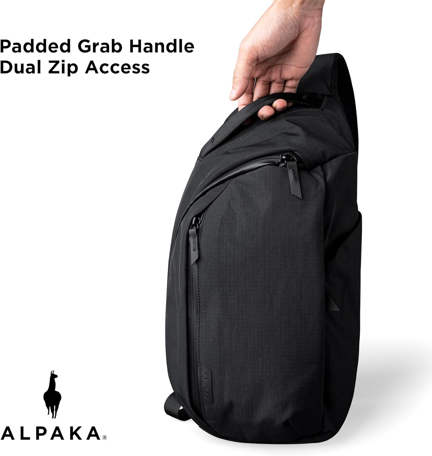 ALPAKA Metro Crossbody Right Shoulder 7.5L - Crossbody Bag Men,Sling Backpack - Fits 11" Tablet - Single Shoulder with YKK Zipper - Expandable Water Bottle Pocket - Phone Sleeve- Black Axoflux 210D - Image 9