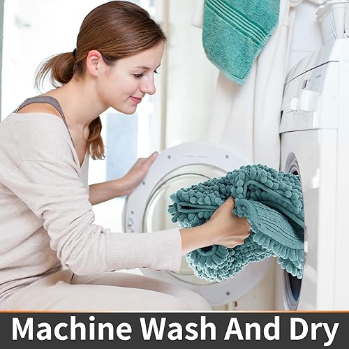 Miniatura 410 de Yimobra - Tapete de baño largo de felpilla, grande de 55.1 x 24 pulgadas, microfibra gruesa, absorbente, extrasuave, antideslizante, peludo, lavable