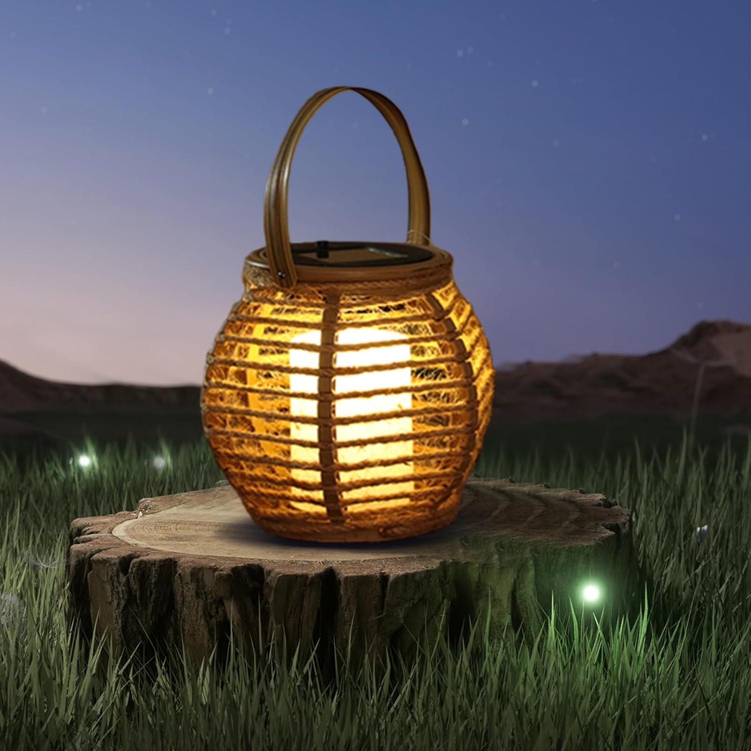 2 Pack Solar Lanterns Outdoor Waterproof, Pumpkin-Shaped Solar Lantern Hand-Woven Winding Bohemian Style Outdoor Lantern Hanging & Tabletop Decor for Garden/Patio Birthday Gifts for Women Mom Grandma