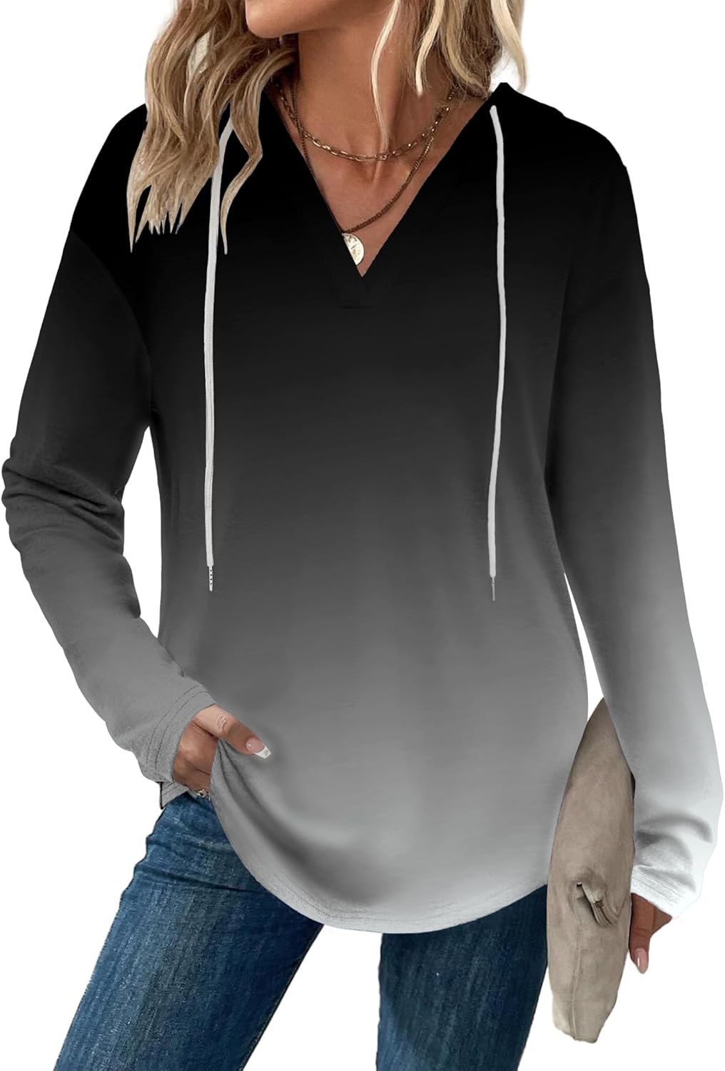 Zeagoo Hoodies for Women Long Sleeve Drawstring V Neck Pullover Sweatshirts Shirts Loose Casual Fall Tops Zeagoo Hoodies for Women Long Sleeve Drawstring V Neck Pullover Sweatshirts Shirts Loose Casual Fall Tops