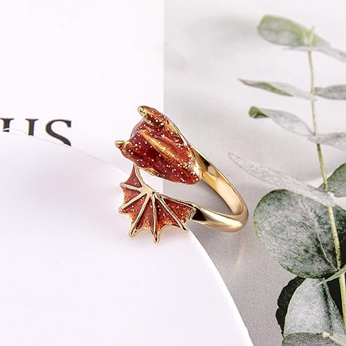 Miniatura 5 de Dan's Collectibles and More (GLTRDRGN) - Anillo de dragón con purpurina, serpiente de serpiente de serpiente de serpiente de cascabel de acero