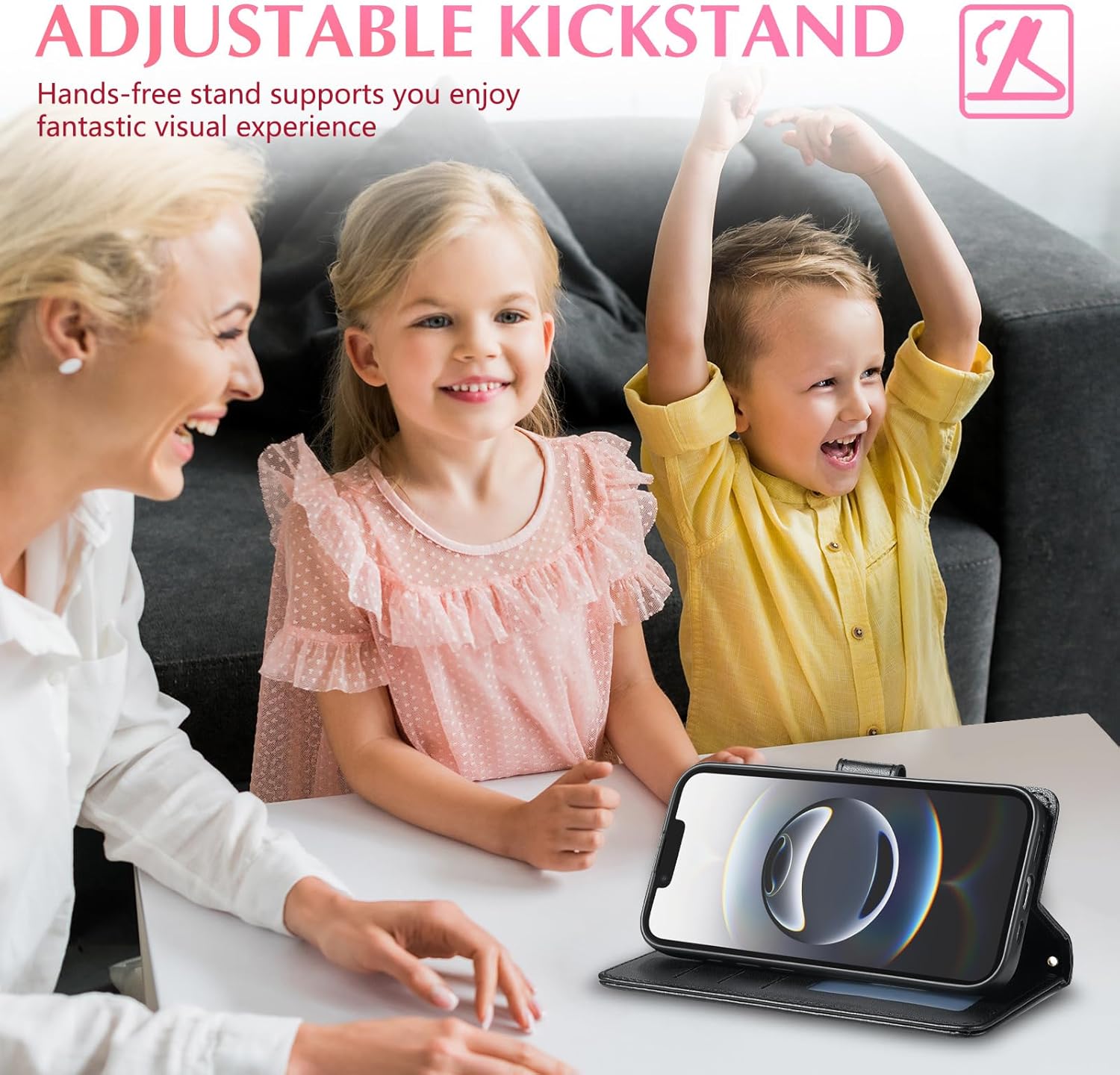 Leather Flip Wallet Case for iPhone 17/17 Air/17 Pro/17 Pro Max, Small Wrist Strap Women Cover with Stand Function(White,17 Pro)