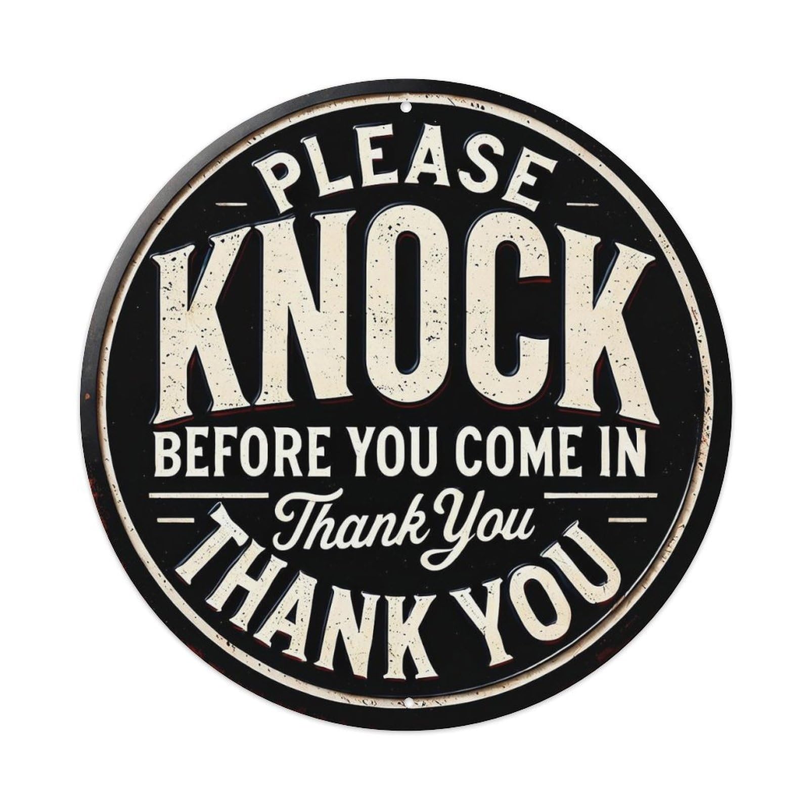 Please Knock Before You Enter Retro Metal Tin Sign, Vintage Metal Poster for home, Gaming Room, Studio Workshop,Bar,Garage Wall Art Decor 8x8 inch