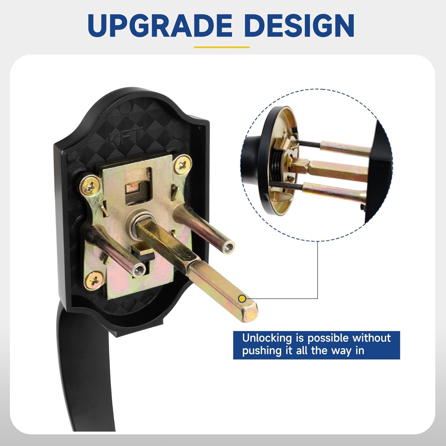 Front Door Handle and Deadbolt Set, Front Door Lock Set, Exterior Door Handle with Single Cylinder Deadbolt Lock, Reversible for Right & Left, Matte Black