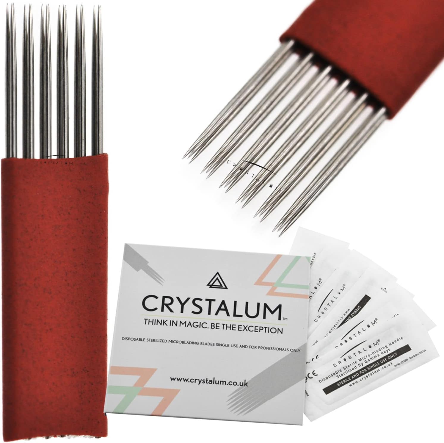 Microblading Blades Shading 18 Pin 6 in a Row 3R Needles Eyebrow Tattoo Disposable Single Use CRYSTALUM® (50 Blades)