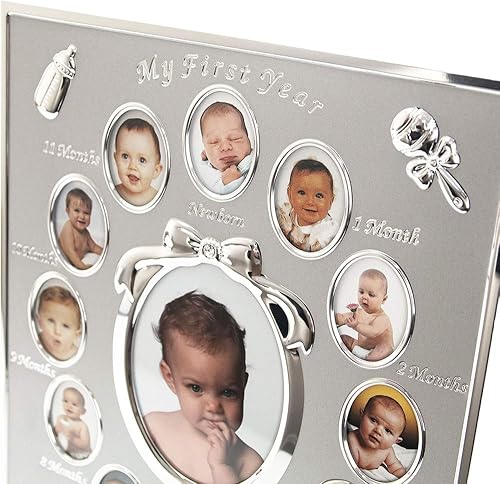 Miniatura 4 de Happy Homewares Beautiful My First Year Marco de fotos decorativo mate y niquelado  Preciosa idea de regalo para bebé