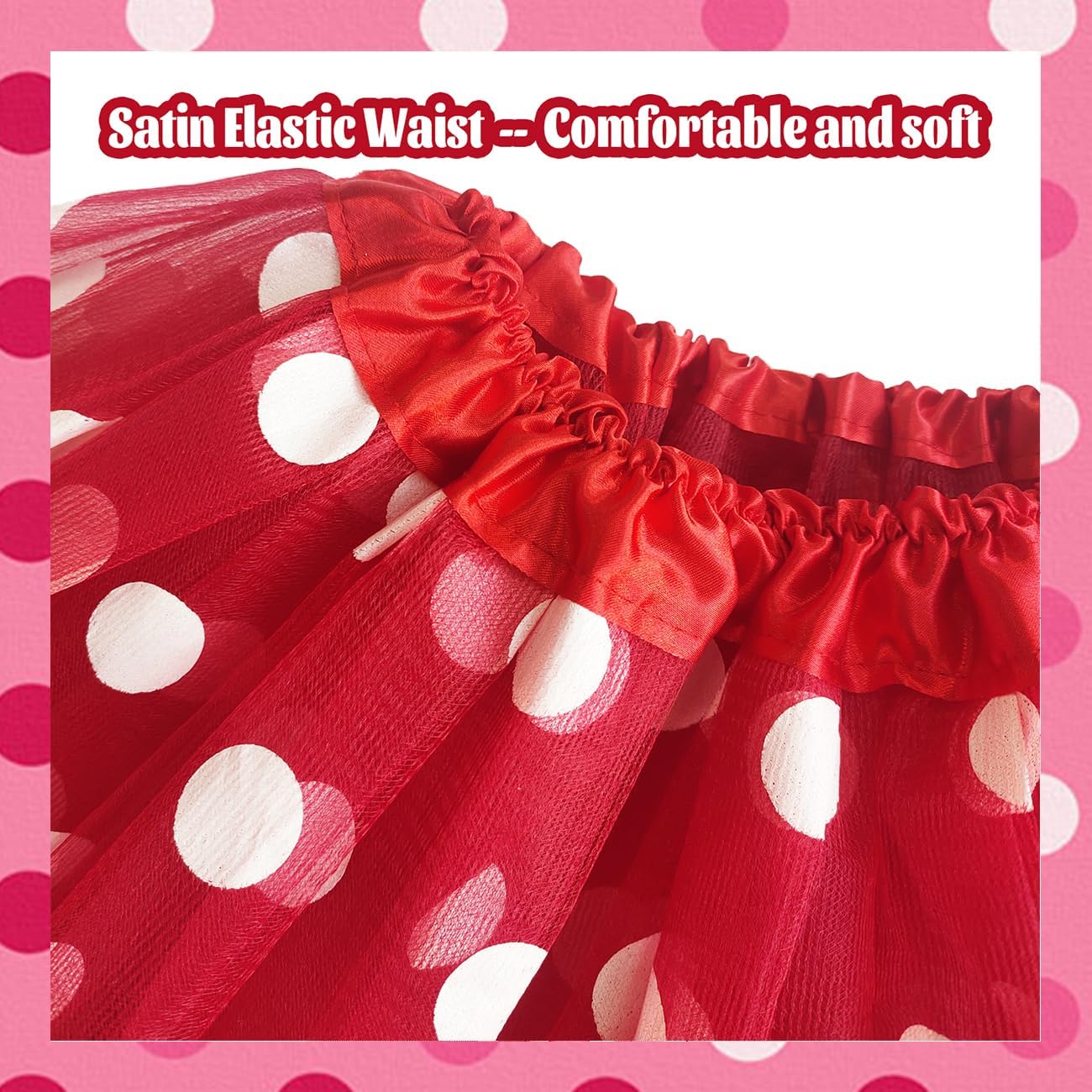 Adult Teens Women Polka Dots Tulle Tutu - Girls Red White Blue Green Black Tutu Skirt Dress-Up Halloween Party Costumes