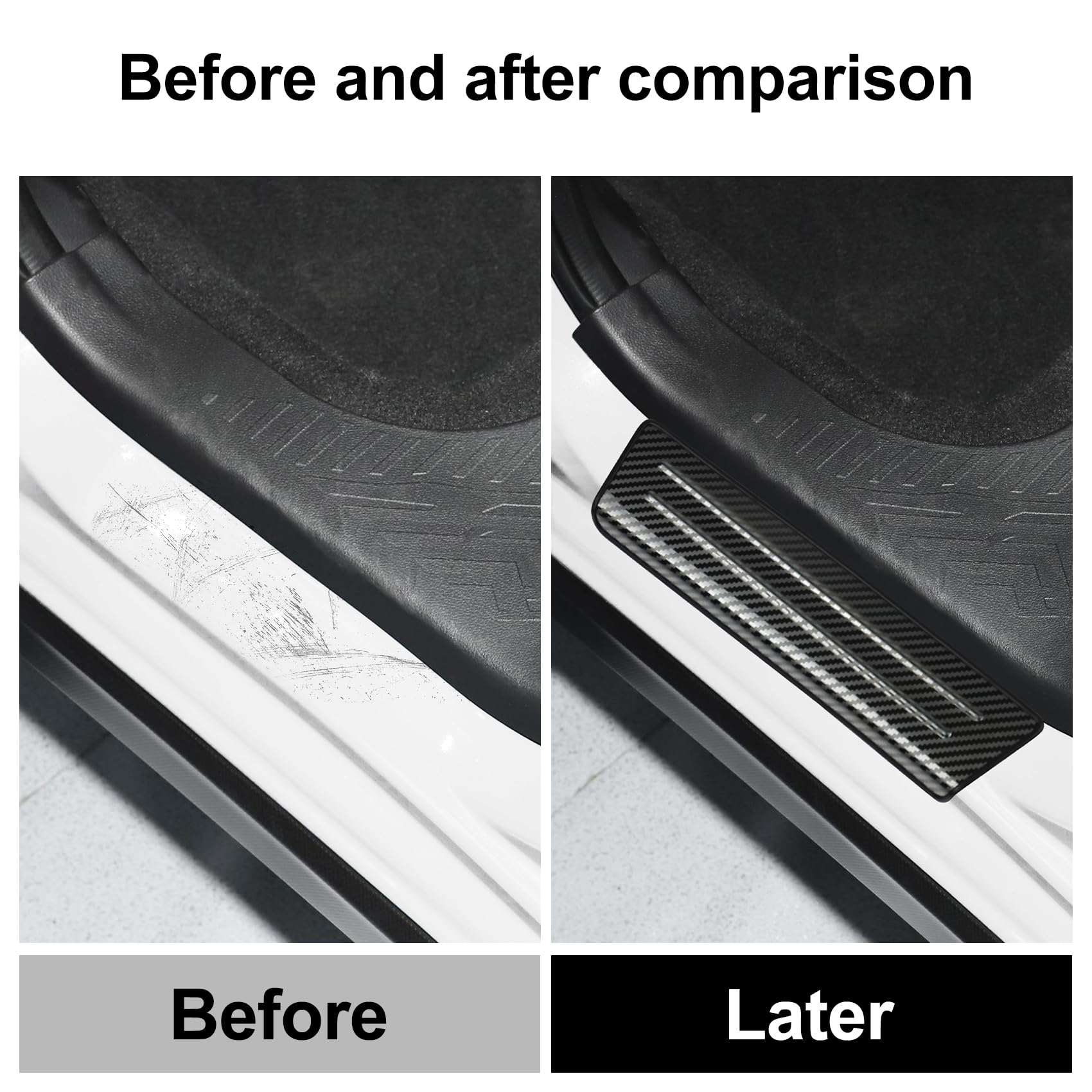 Hugeek 4PCS Door Sill Protector Compatible with Subaru 2024 2025 Crosstrek Impreza Accessories Carbon Fiber Texture Stainless Steel Material Auto Door Entry Guards