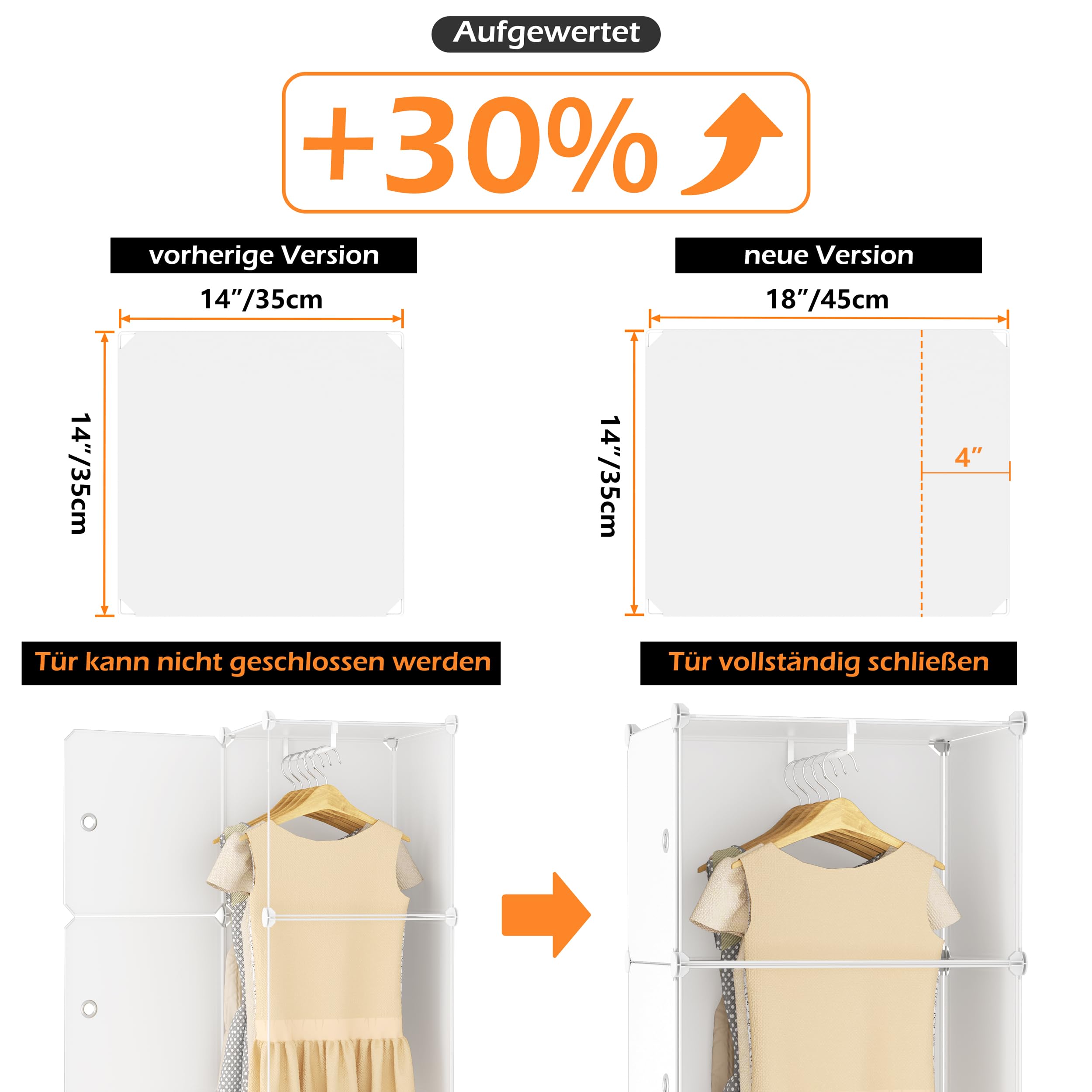 HOMIDEC Armoire Penderie Modulaire, Armoire Portable à 20 Compartiments pour Chambre à Coucher, Armoires avec Barre pour Suspendre Les vêtements, Compartiments Plus Profonds adaptés aux Cintres