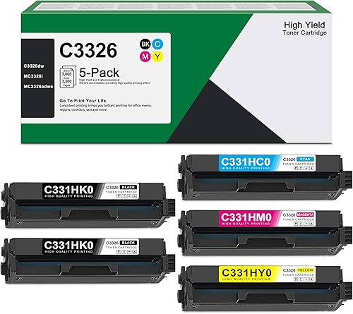 Cartucho de tóner amarillo C331HK0 de alto rendimiento C331HC0 cian C331HM0 magenta y C331HY0 de repuesto para cartuchos de tóner Lexmark C3326