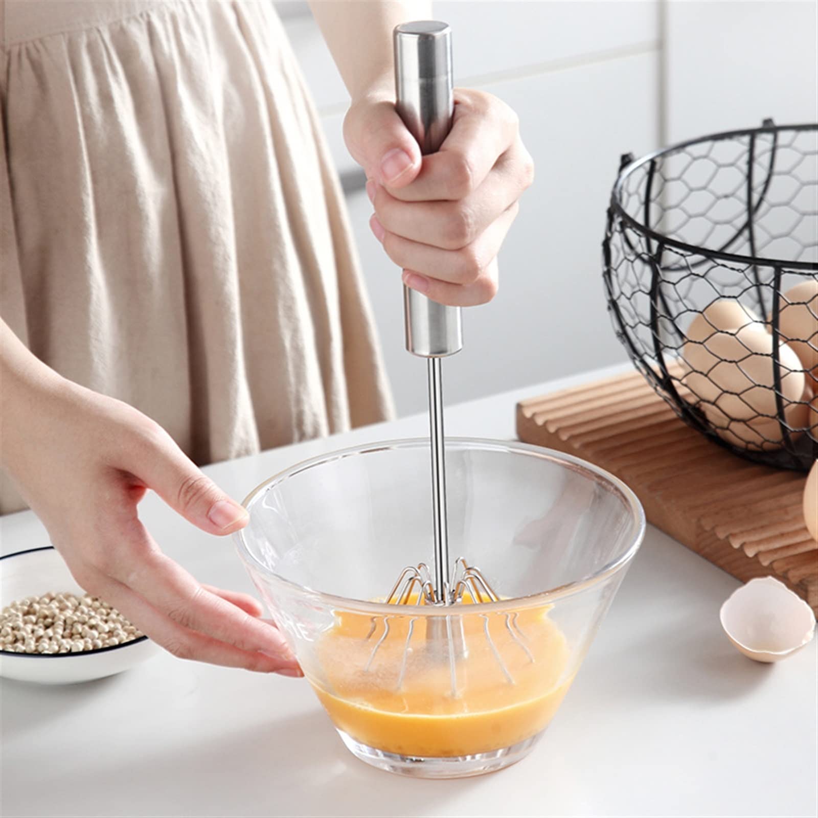 Batidor de cocina, batidora mano semiautomática, huevos acero inoxidable, utensilios for crema, manual instrucciones for la