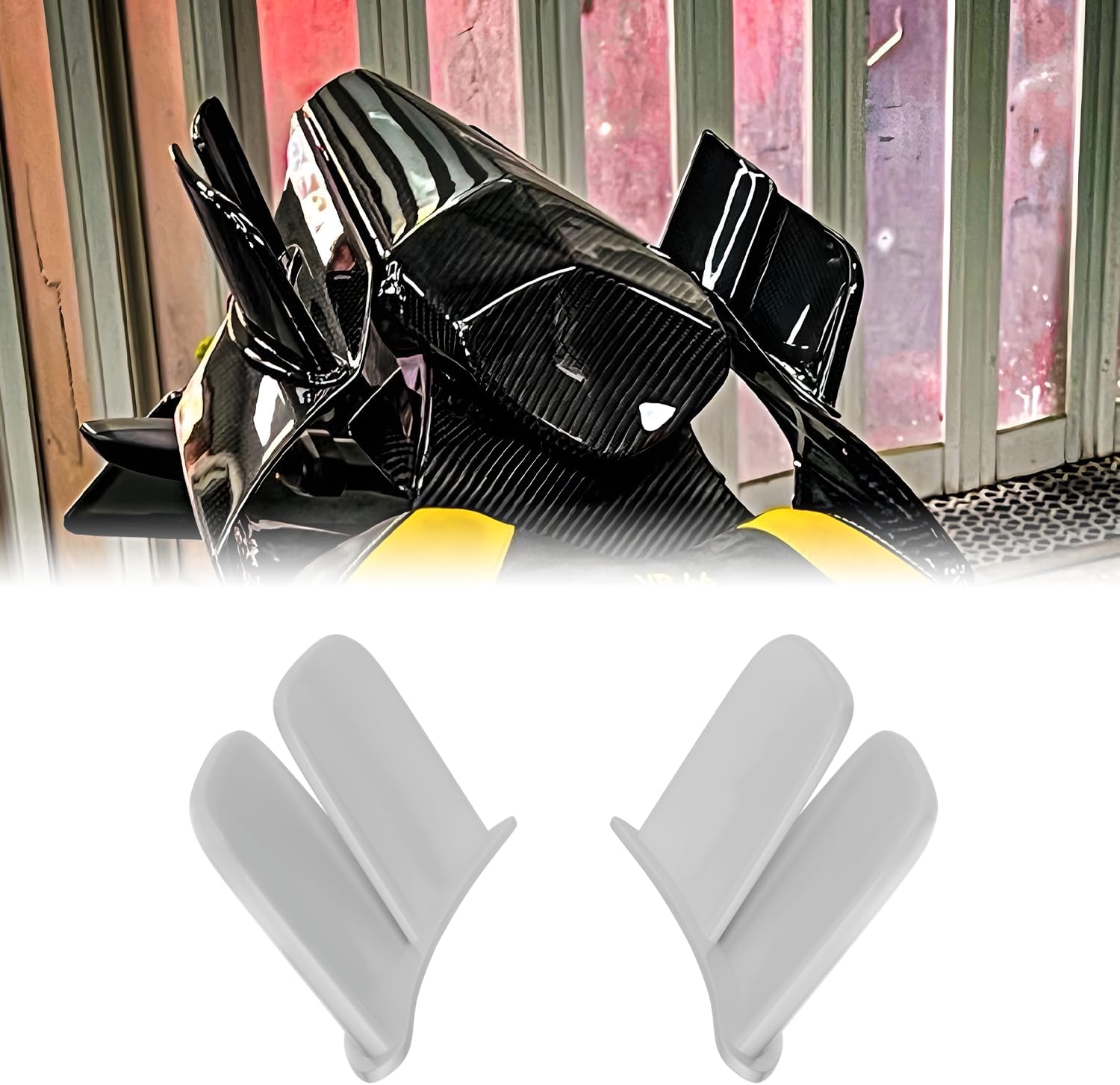 Motorcycle Winglet - Motorcycle Fairings for Yamaha YZF-R1 (2015-2024) - Spoiler Wing for Yamaha R1 Winglets, Premium Carbon Fiber Fairing (Bright Black)