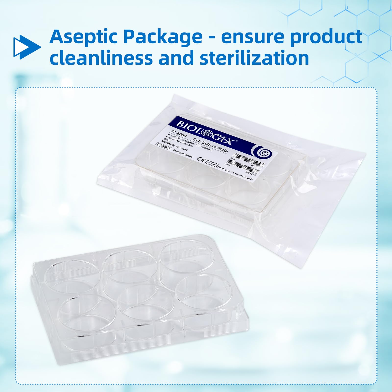 50 Stück Zellkulturplatten 6 Löcher, Sterile Kulturplatte, Gewebekulturplatte, Reaktionsplatte, Polystyrol Petrischale für Laborbiologieräume, Transparent, Einzeln Verpackt