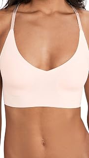 Womens Invisibles Comfort Seamless Wirefree Lightly Lined Triangle Bralette Bare Lace Racerback Bra