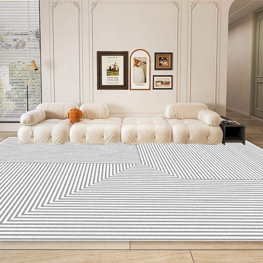 Tapis de salon moderne minimaliste à rayures 100 x 160 cm pour bureau et sol