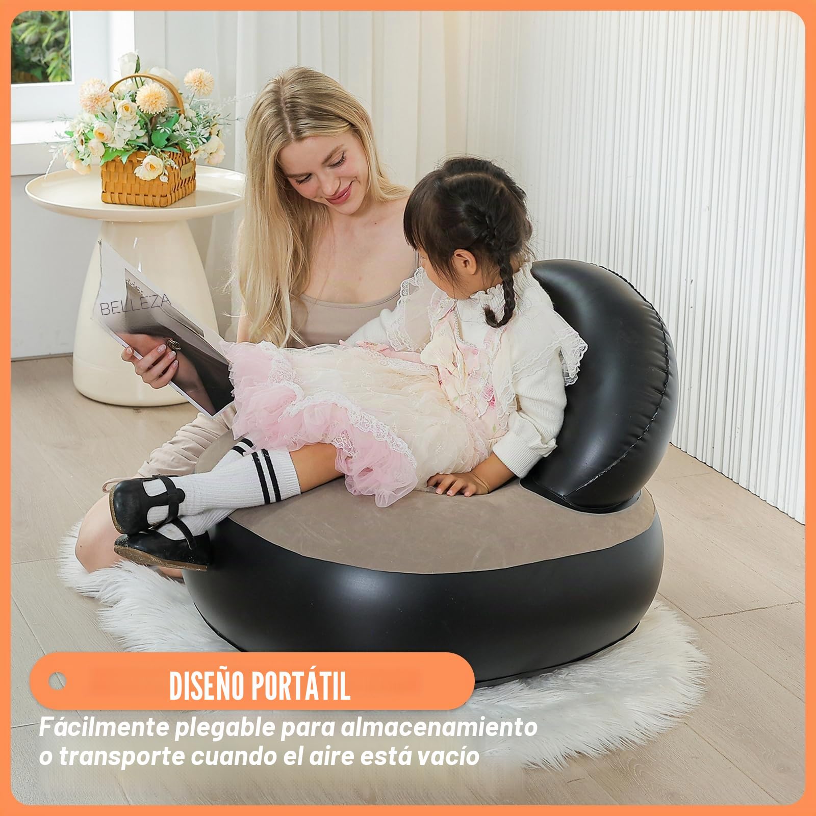 Sofáhinchable y silla hinchable con bomba de aire para fiestas al aire libre, viajes, playa, camping (65 x 56 x 30 cm)