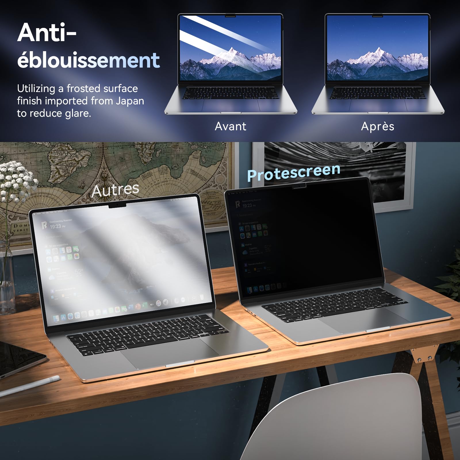 Filtre de Confidentialité MacBook Pro 14 Pouces 2021-2026 M1 M2 M3 M4 M5 Anti Espion Lumière Bleue