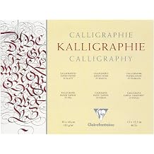 Clairefontaine - Ref 96439C - Calligraphy Pad 25 Sheets - 24 x 30cm, 130gsm Simili Japon Paper, Cream Coloured, Glued Head - Suitable for Reed & Brush Calligraphy Pens