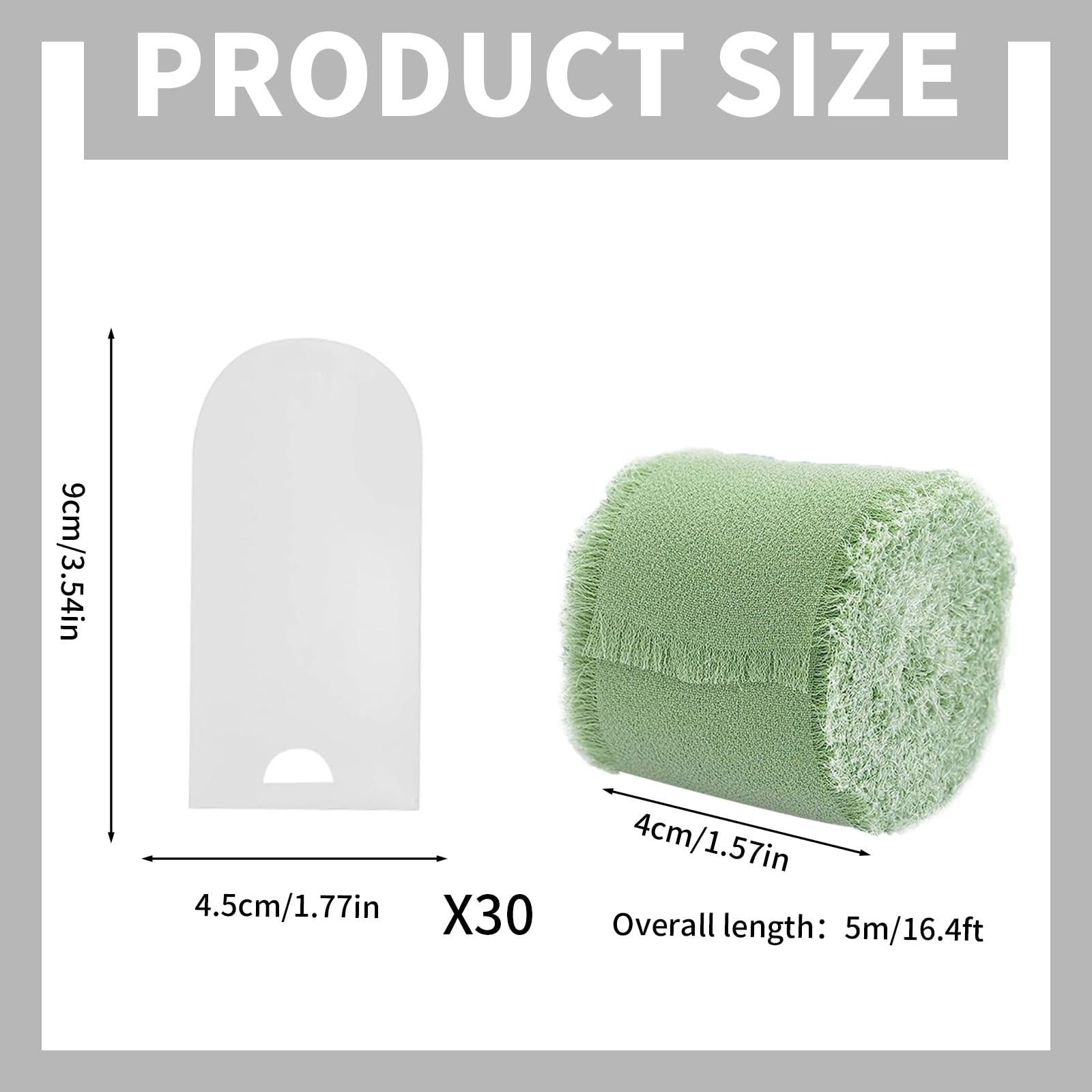 30 Targhette per nomi di nozze in acrilico +un rotolo di nastro Verde,segnaposto in acrilico per matrimoni,Espositore da tavolo in Acrylic,Arco Acrylic nome matrimonio (Trasparente + Verde)