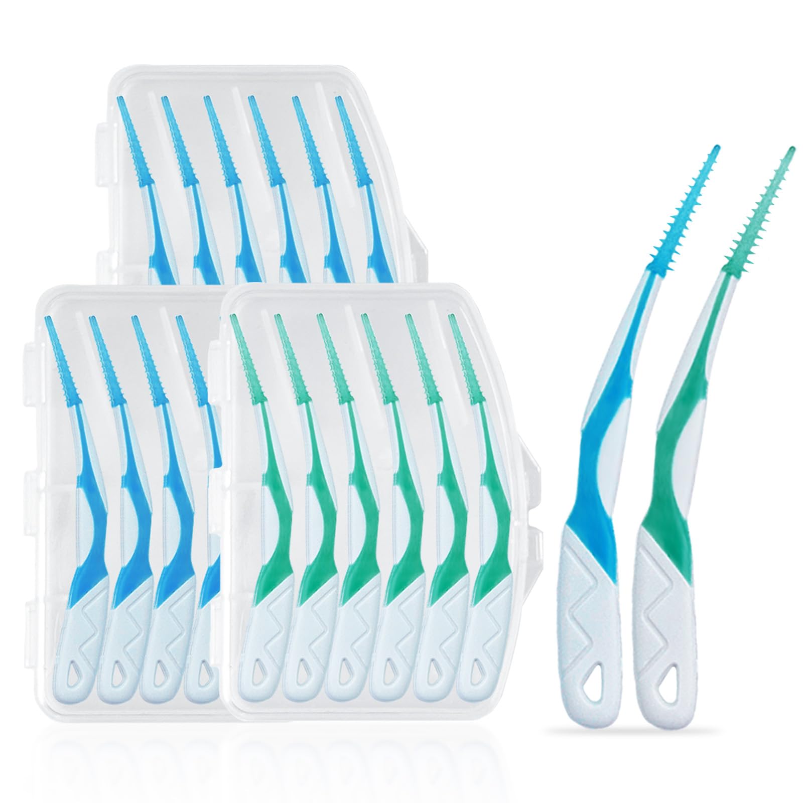 WQINX Dental Floss Picks Portable Soft Silicone Interdental Brush,Floss Picks for Teeth, Disposable interdental Brush, Adaptive Interdental Brush for Cleaning Teeth Healthy (Blue+Green, 72pcs)