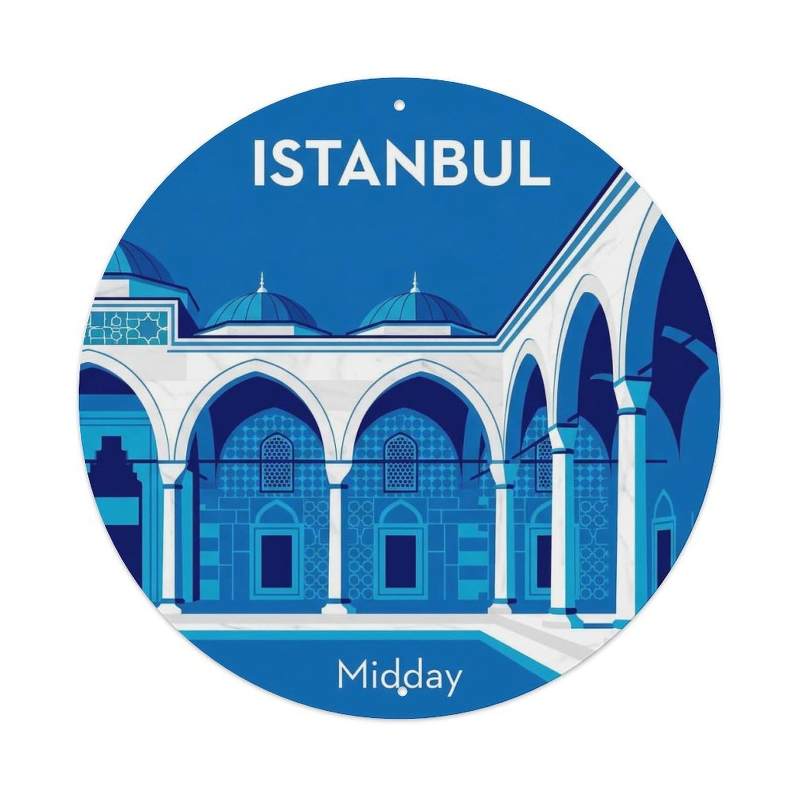 Vintage Travel Istanbul Turkey Midday Vintage Metal Tin Sign Plaque Wall Decor for Cafe, Club Bar, Office, Garden Metal Poster 8x8Inch