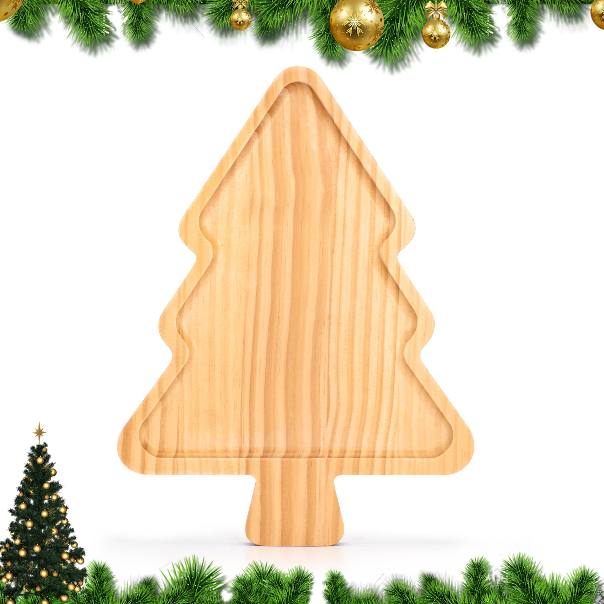 Amazon.com | TJ POP Christmas Serving Tray, Wood Christmas Tree