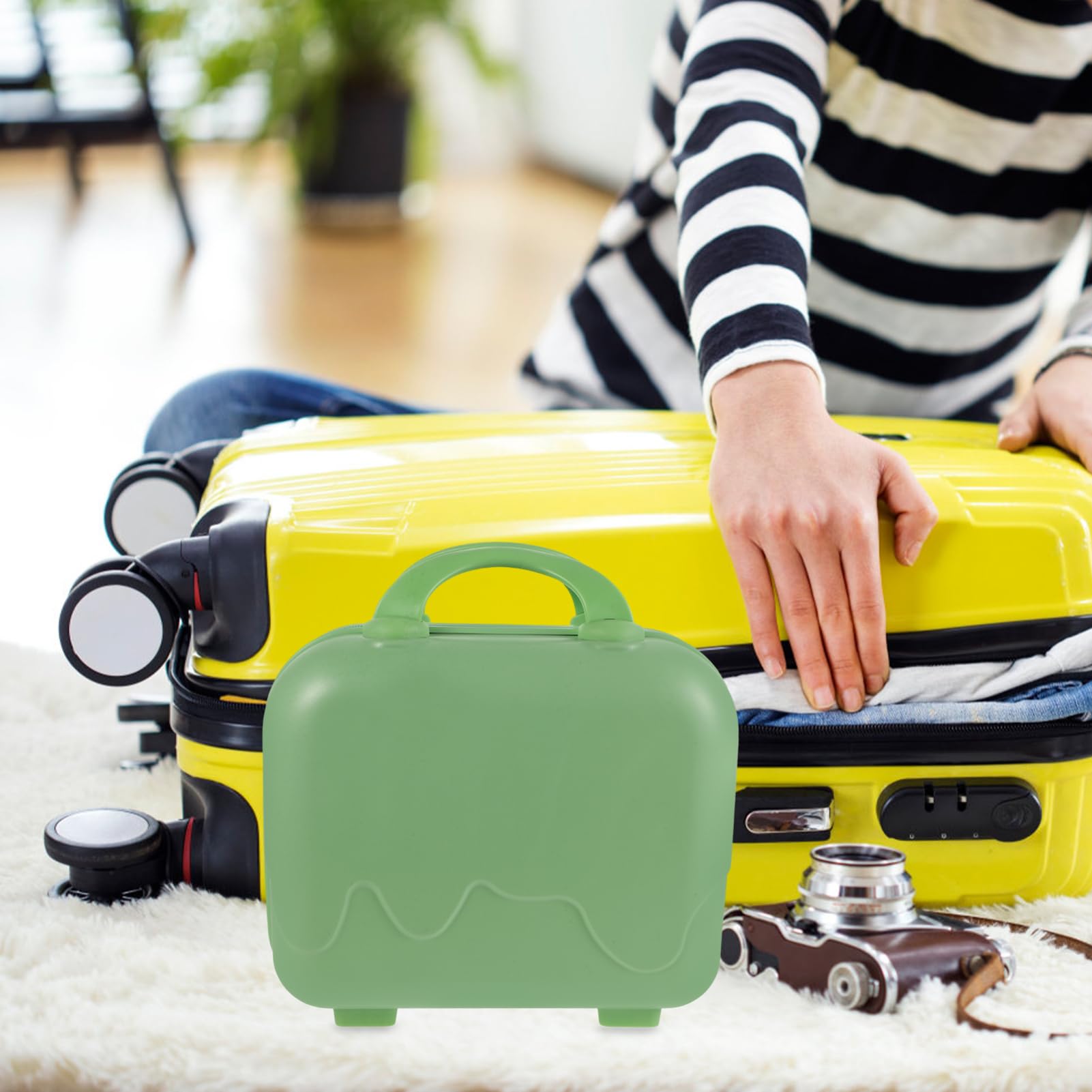GALPADA Portable Makeup Luggage Case Hartschalen-Kosmetiktasche Für Damen Leicht Und Wasserfest Für Und Aufbewahrung Elegantem Matcha