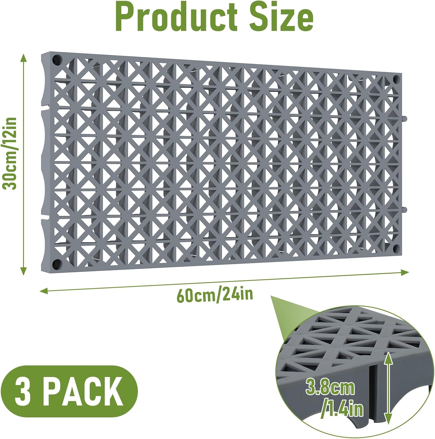 lukar 3 Pack Fountain Basin Grates, 24 × 12 inches, Heavy Duty Plastic Fountain Basin Grate, Pond Water Features Basin Hide Reservoir for Water Garden, Fountains, Landscaping Decor