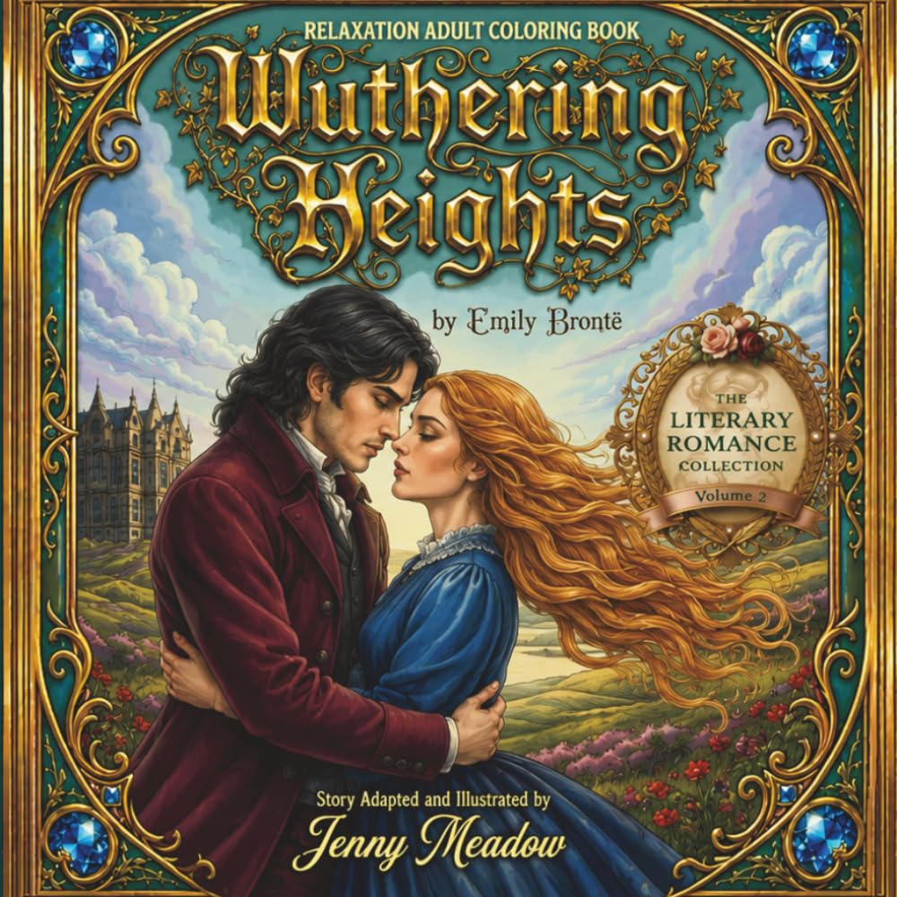 WUTHERING HEIGHTS ADULT COLORING BOOK: A ROMANTIC LITERARY COLORING JOURNEY THROUGH THE CLASSIC LOVE STORY OF HEATHCLIFF AND CATHERINE - 90 PAGES ... - VOLUME 2 OF THE LITERARY ROMANCE COLLECTION