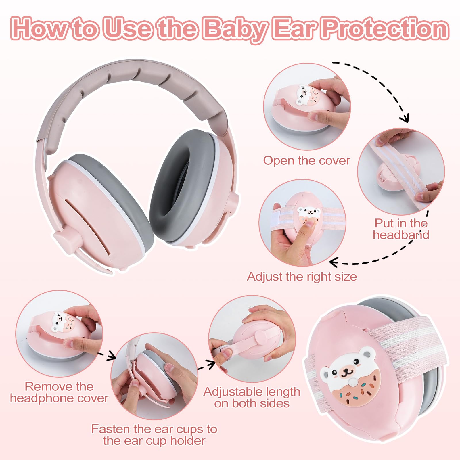 Cascos Bebe Antiruido, 2 en 1 Cascos Antiruido Bebe, Cascos Antiruido Niños Protectores Auditivos para Bebé 0-48 Meses, Protección Auditiva ideal Reducción de Ruido de 25dB