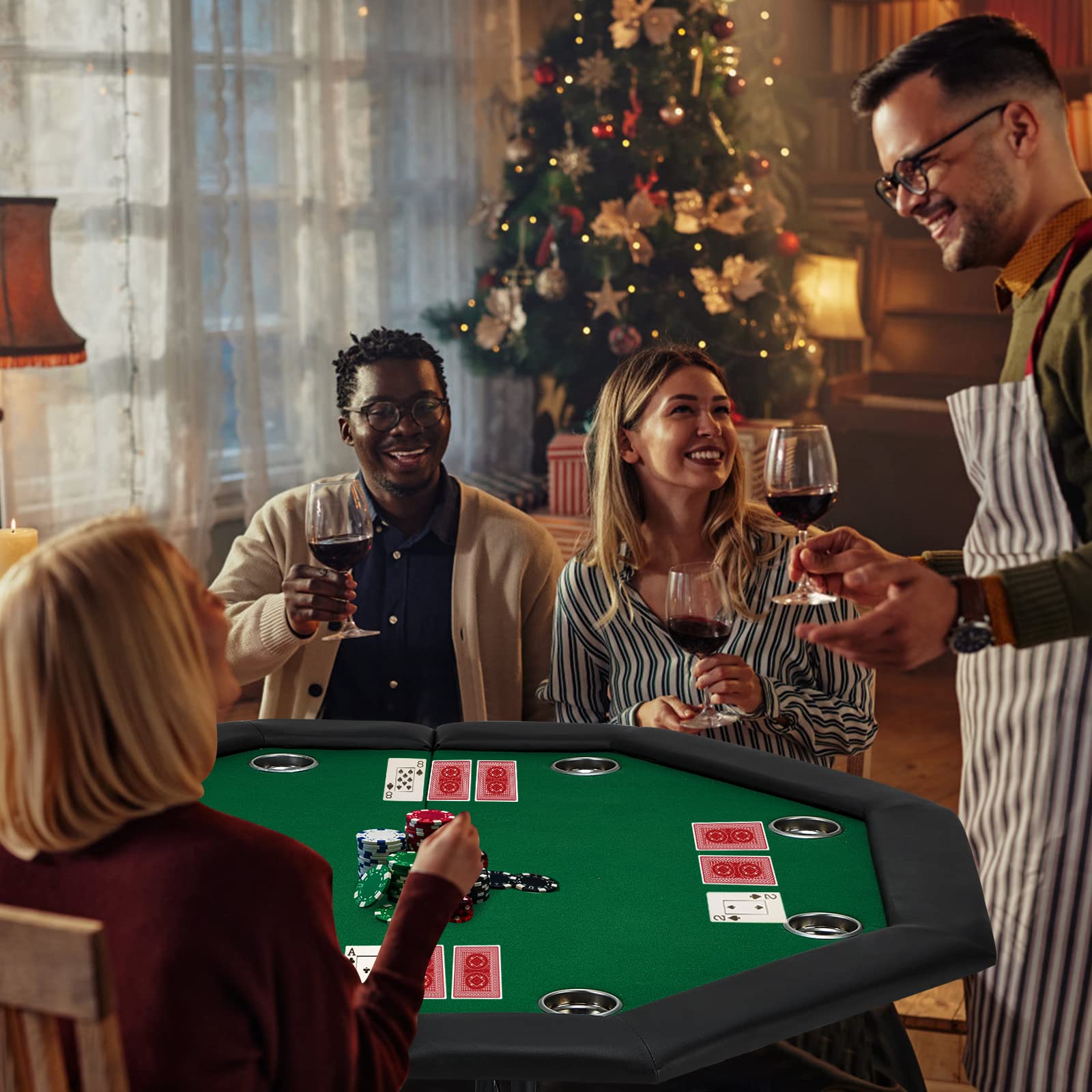 Table De Camping Pliante Table Poker AVAWING 9 Joueurs - Pliable Avec Porte- Gobelets Bleu Table Poker Pliable 9 Joueurs Avawing Porte-gobelets Rangement Jetons Casino Maison