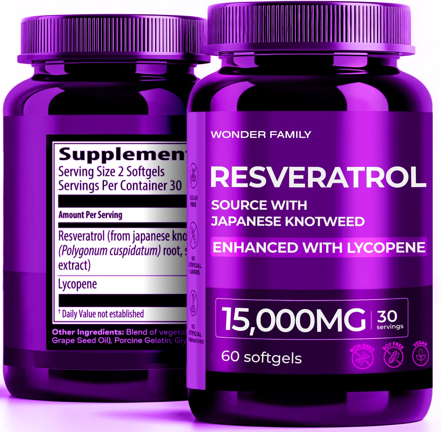 Resveratrol Supplement 500mg – 98% Trans-Resveratrol – 60 Softgels – High Potency Antioxidant for Heart, Immune Strength, Signs of Aging – Non-GMO, Gluten Free - Higher Potency Next to 400mg