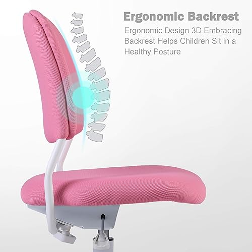 Miniatura 28 de Silla ergonómica de escritorio para niños, silla de computadora de oficina para estudiante, altura ajustable y profundidad del asiento, reposapiés