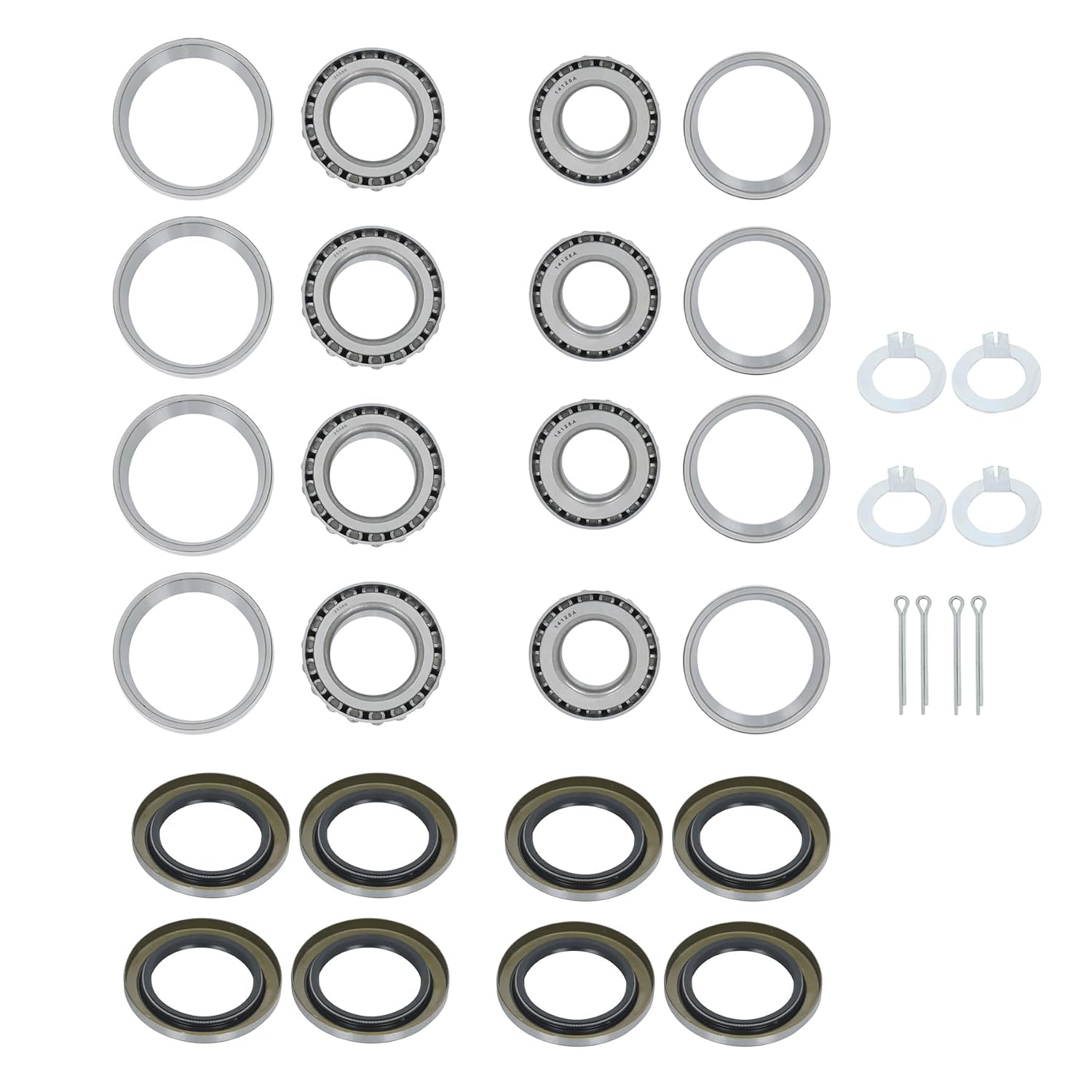GXYWADY 4 Sets Trailer Bearing Kit Replacement for 1.25 Inch to 1.75 Inch 5200-7000 Lbs Trailer Axle
