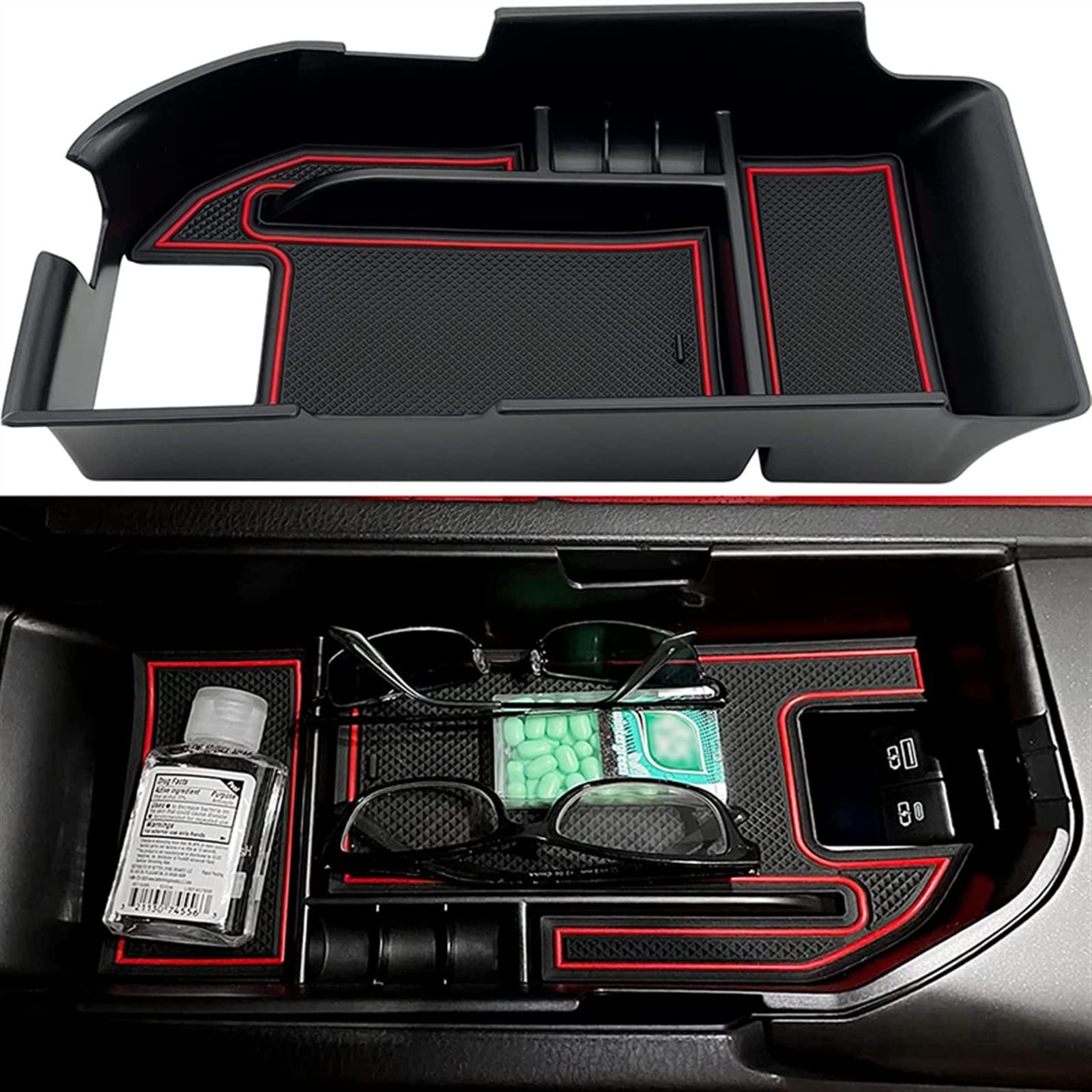 Bandeja organizadora para Consola Central del Interior del automóvil, Compatible con Camry XLE y XSE 2018-2022 2023. Caja de Almacenamiento Secundaria para el reposabrazos. Color: Blanco.
