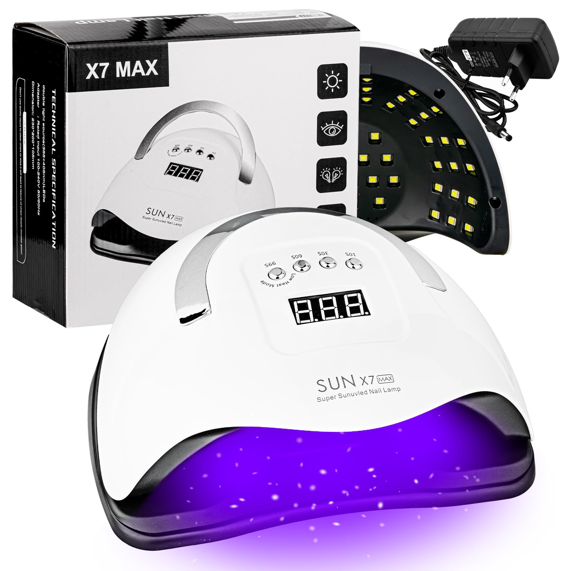 Hybrid Nagelset mit Lampe 180W & Nagelfräser – Claresa Starter Set für Gelnägel & Shellac, UV LED Nagellampe, 3 Farben, Base Top Coat, Maniküre Pediküre Set Komplett