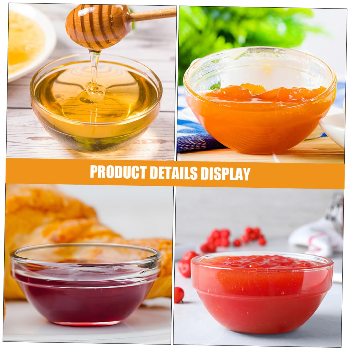 Lot De 3 Bols En Verre HolaJia - 3 Tailles (2.4, 9, 17 Oz) Pour Desserts, Salades, Trempettes - Design Perlé