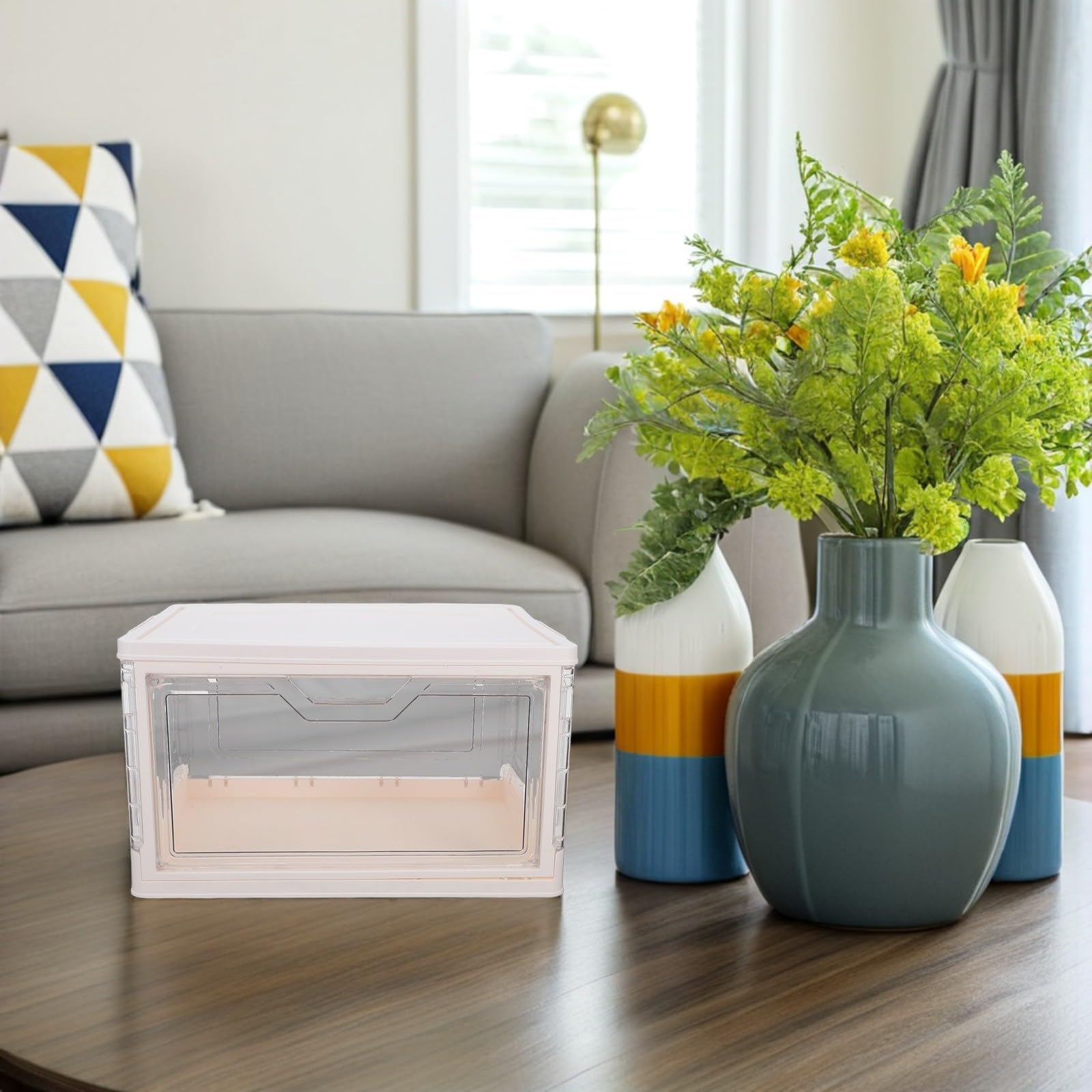 STOBAZA Transparente Stapelbare Kunststoffbox mit Magnetischer Tür und Deckel Stapelbarer Aufbewahrungsbehälter für Snacks und Medizin für Wohnzimmer und Arbeitszimmer