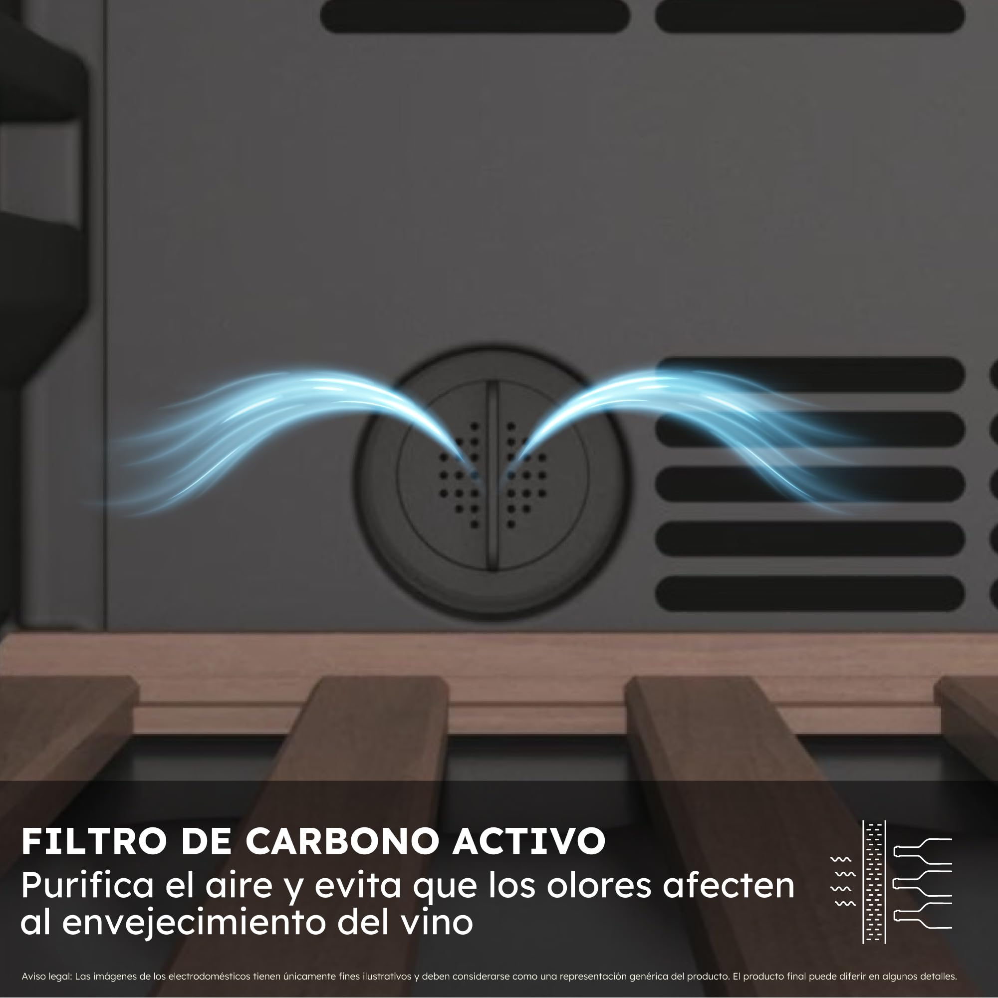 Haier Wine Bank 50 Series 7 HWS77GDAU1 Vinoteca de 77 botellas, WIFI, 2 Zonas, Estantes de madera, Filtro Anti-UV, Filtro de carbón, Refrigeración por Compresor, Display Digital, LED, 37 dbA, Negra